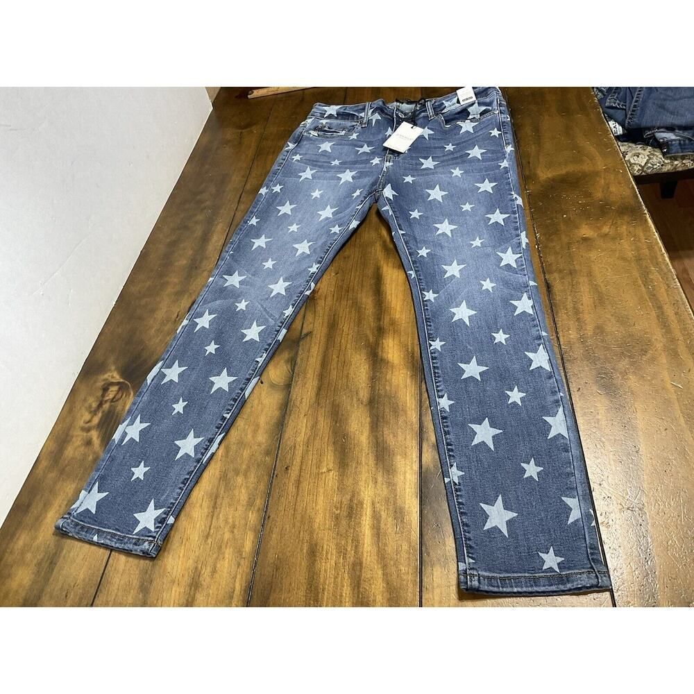 Judy Blue Star Print Skinny Fit Jeans Size 13/31 NWT